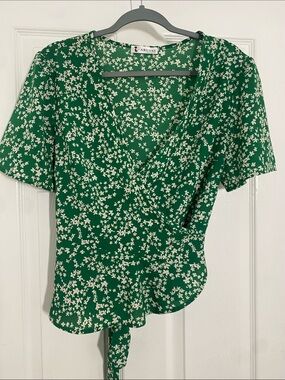 ABYOXI Green Floral Wrap Top